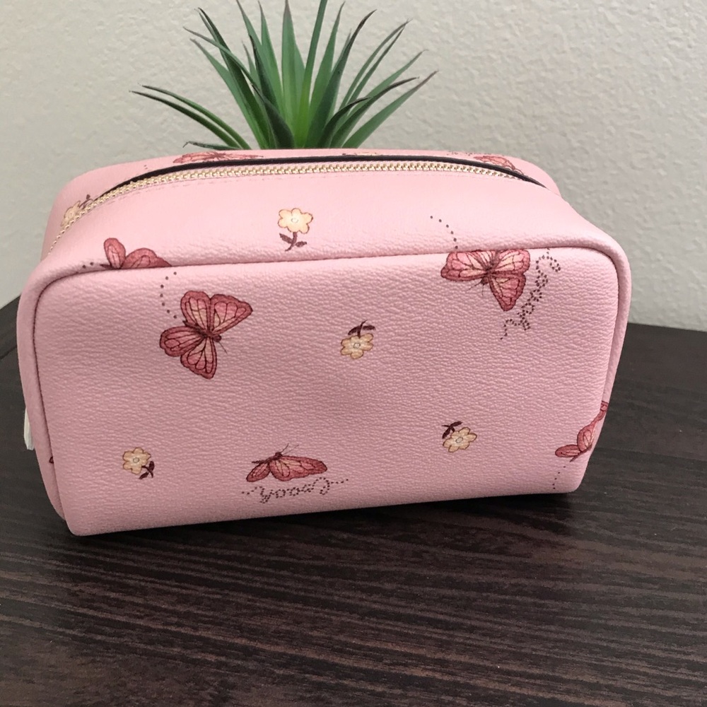 Coach Small Boxy Cosmetic Case w Butterfly Print - Picture 2 of 6